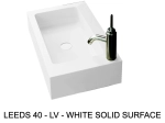 Lave-mains, sur mesure : L 50 à 80 x P 35 à 51 cm, finition lisse mate, 10 couleurs au choix, Anti bactérien, résine Akrytan® teinté dans la masse, Livraison Offerte.